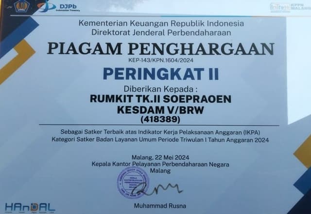 Satker Terbaik IKPA (Indikator Kerja Pelaksanaan Anggaran) TW. I Ta. 2024